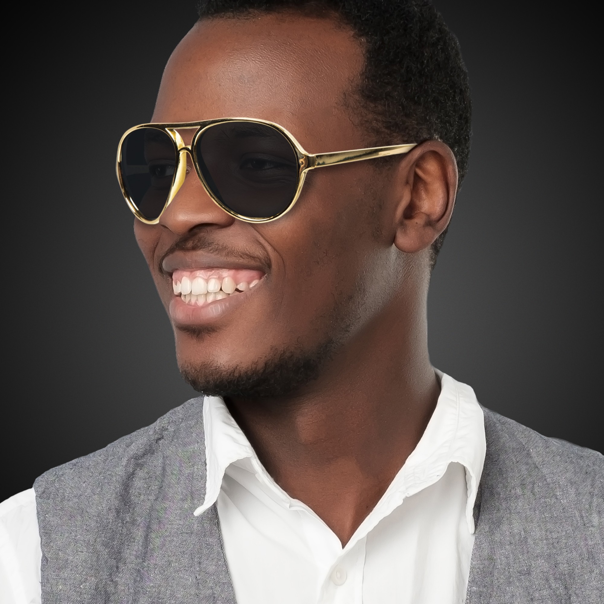 Gold Metallic Aviator Sunglasses 