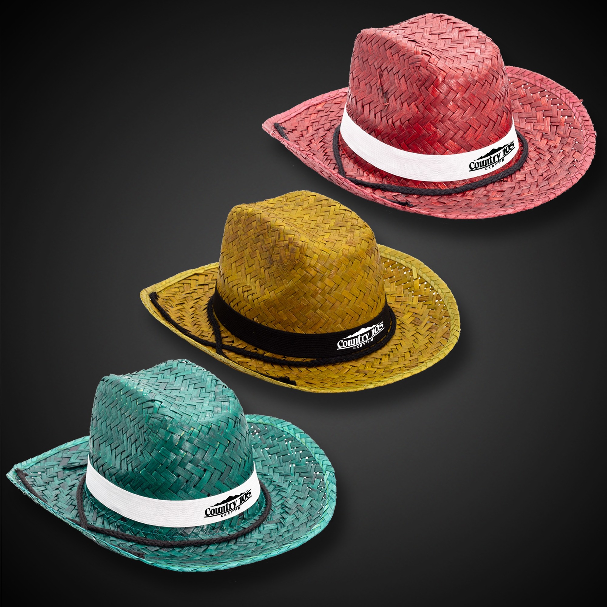 Adult Straw Cowboy Hats - Assorted Colors