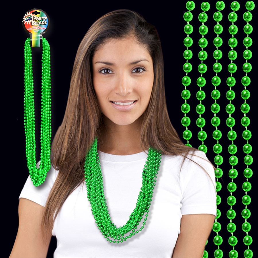 Metallic Green Beaded Necklace 
