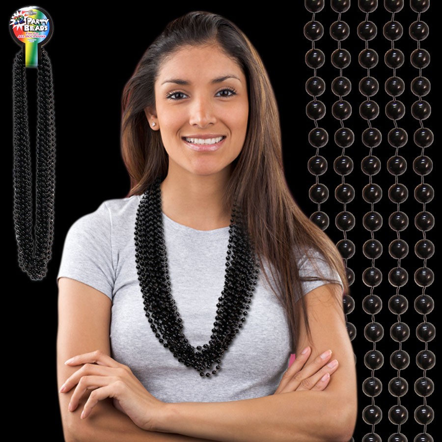 Black Plastic Beaded Necklace 