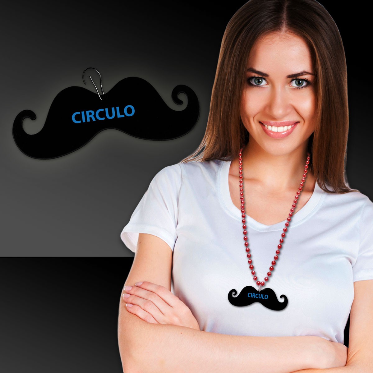Black Plastic Mustache Medallion