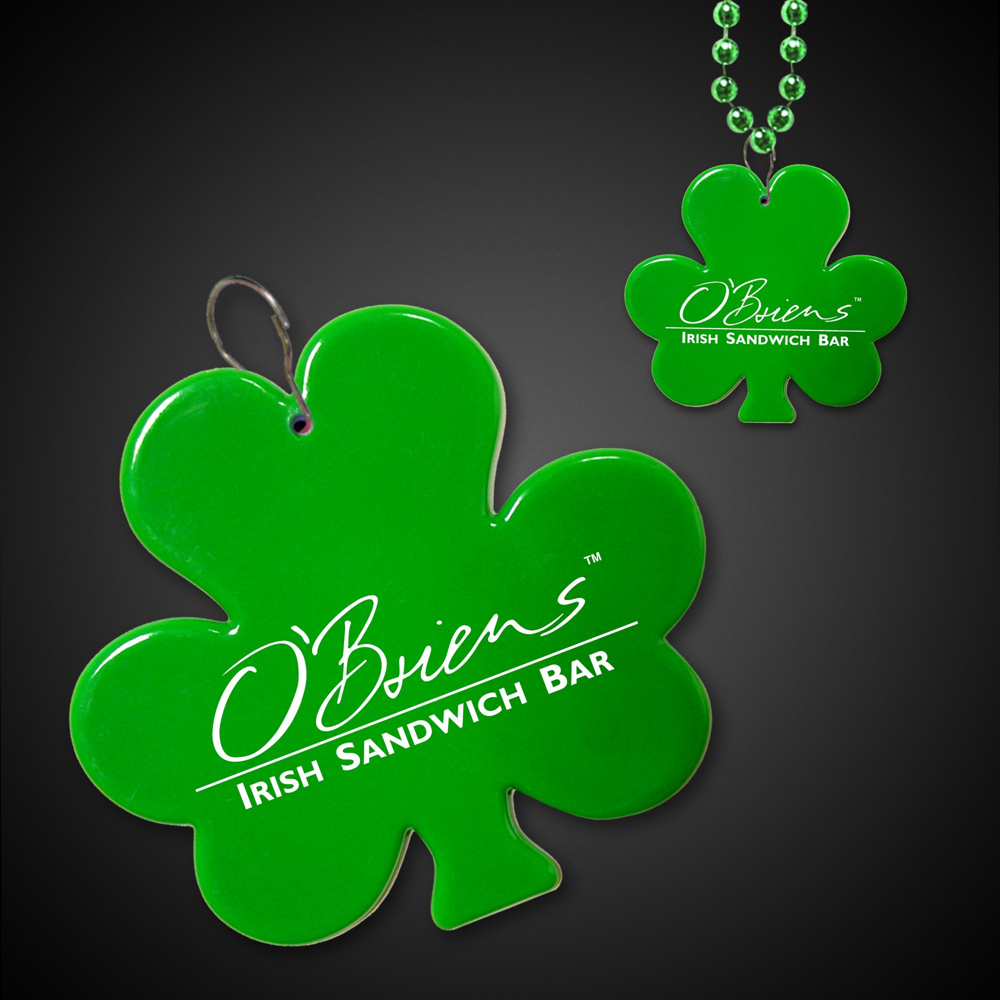 Green Shamrock Plastic Medallion Badges