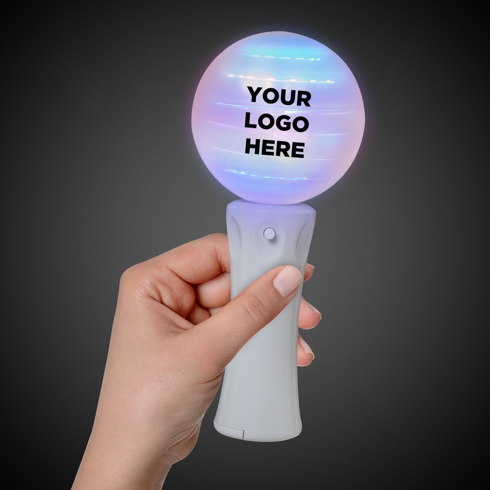 White Orb Light Up Spinner Wand, 10 Multicolor LED's
