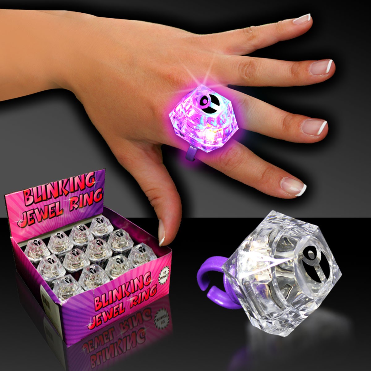 Flashing Jewel Ring - 1 3/8"