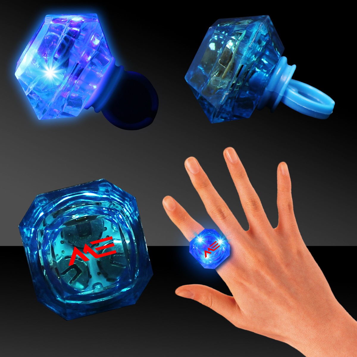 Blue Light Up Diamond Rings