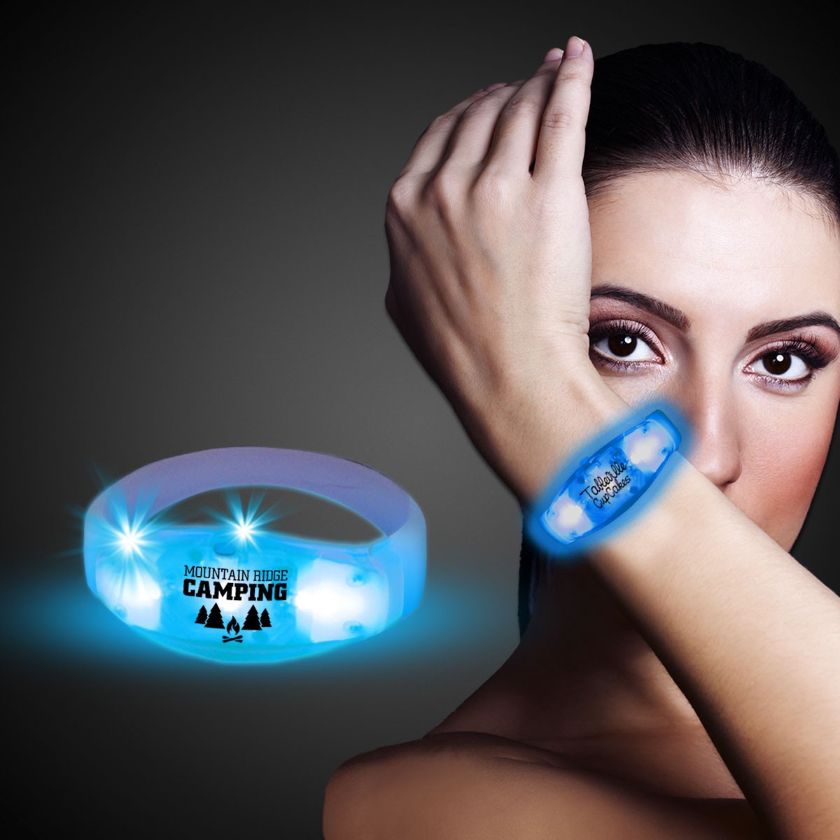 Blue LED Stretchy Bangle Bracelets 