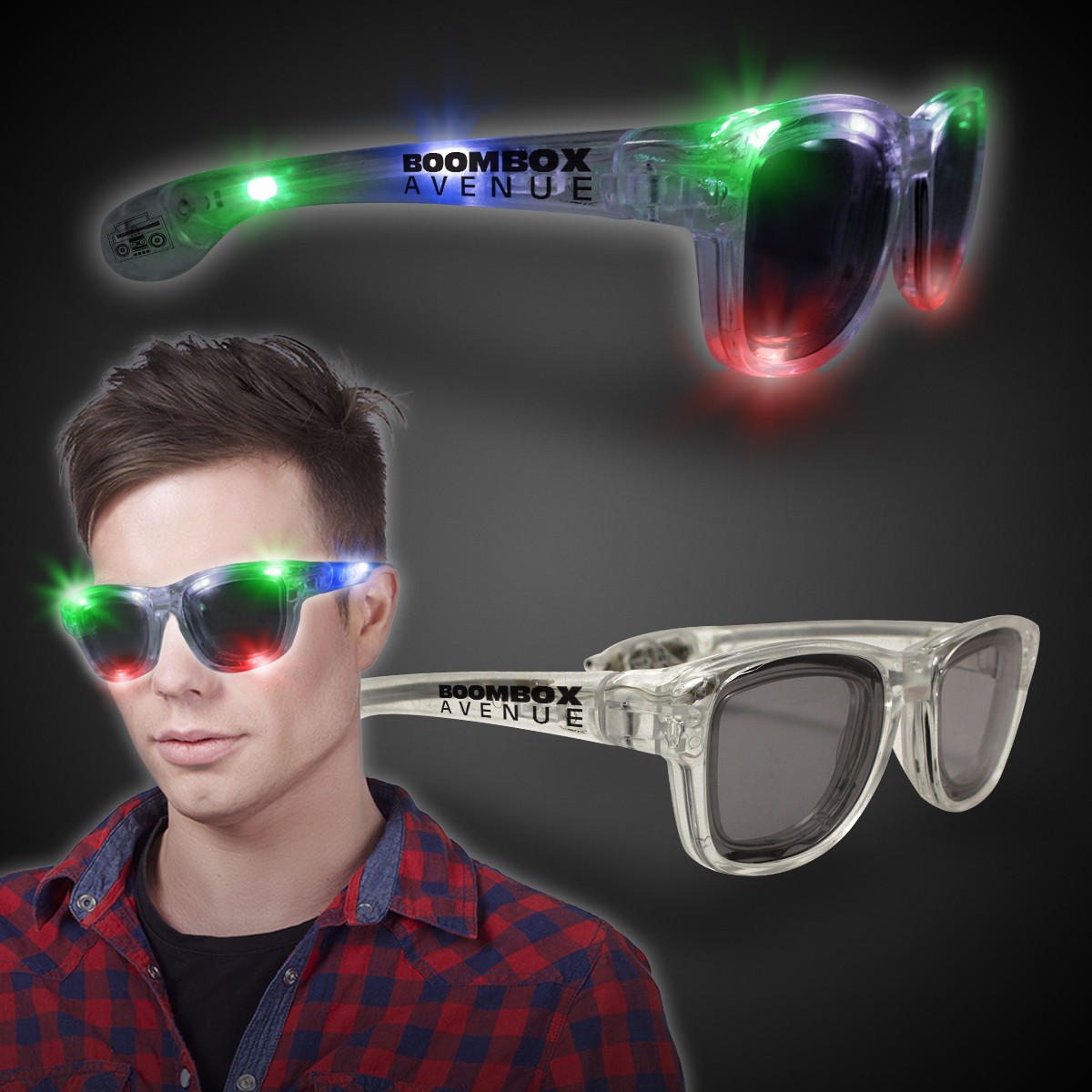 Multi Color LED Classic Retro Sunglasses with Sound Option 