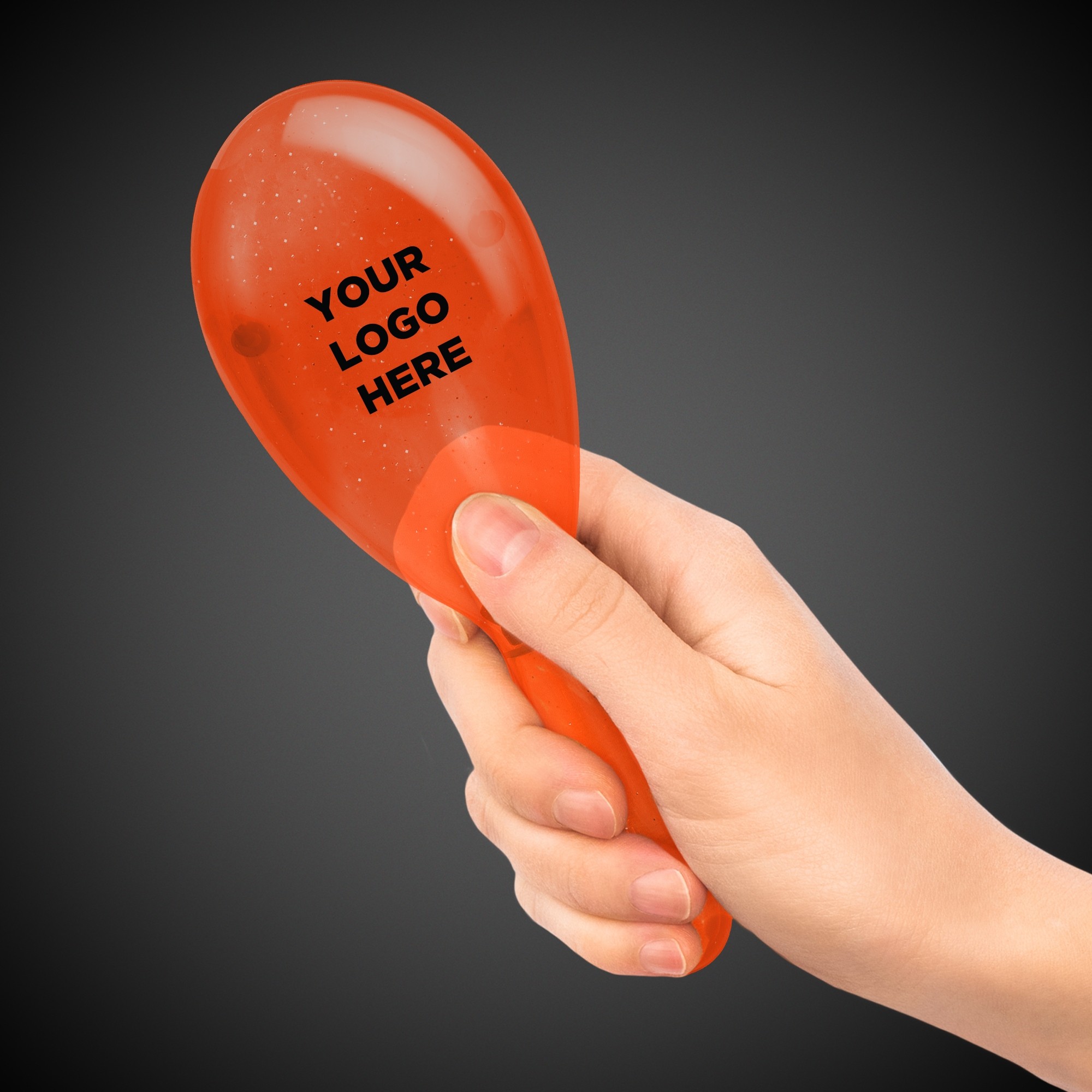 Orange 7 Inch Glitter Maraca