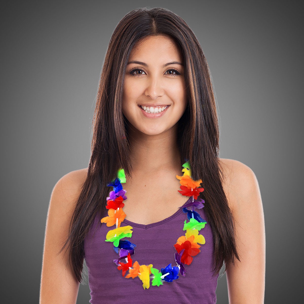 Rainbow Flower Lei - 40"