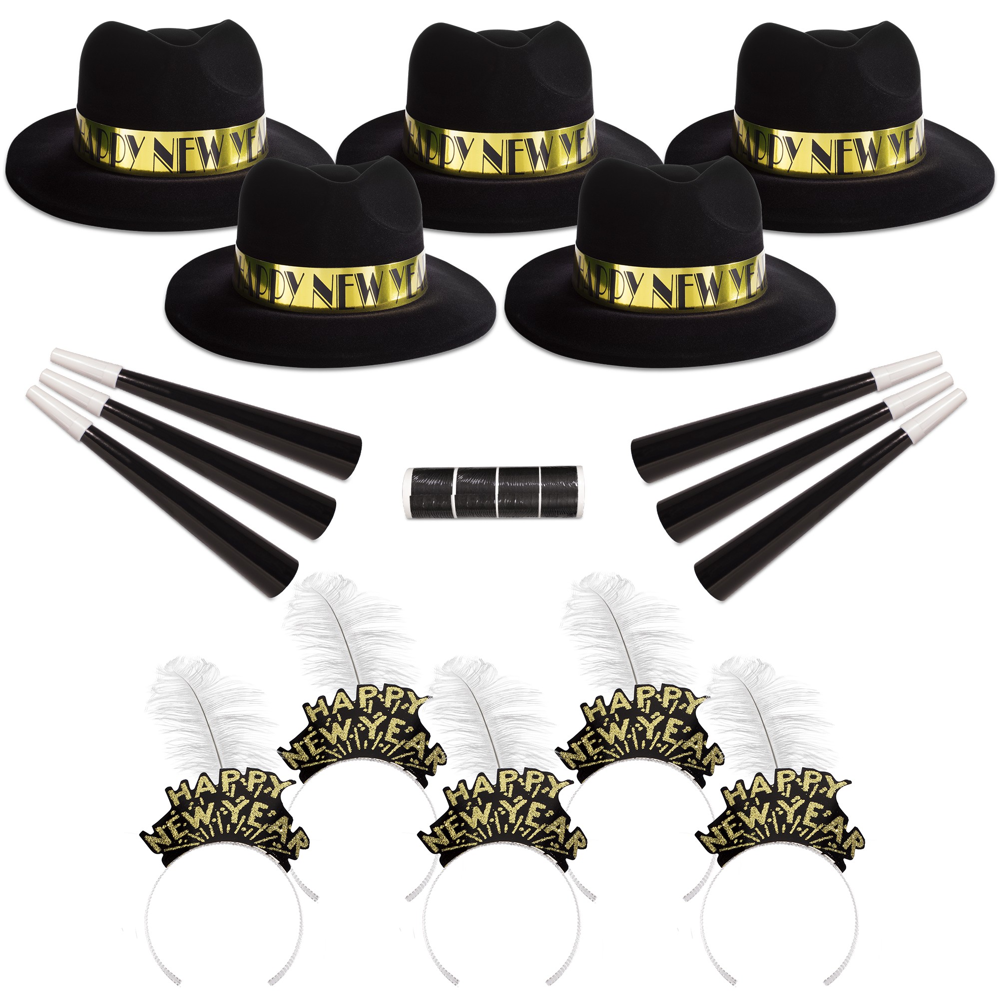 Golden Midnight New Year's Eve Party Kit for 50 People 