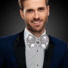 Silver Sequin Bow Tie with White LED's