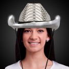 WHITE SEQUIN LED COWBOY HAT