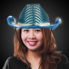 TEAL SEQUIN LED COWBOY HAT