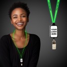 Light Up Green LED Lanyard with Badge Clip