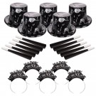 Ebony and Silver New Year's Eve Party Kit for 50 People 