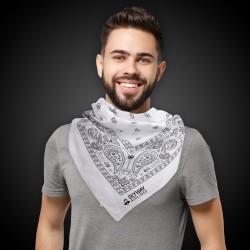 White 22" x 22" Cotton Paisley Bandanas