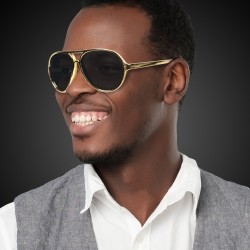 Gold Metallic Aviator Sunglasses 