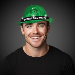 St Patricks Light Up Sequin Fedora Hat