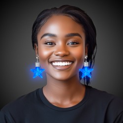Blue Star LED Clip On Earrings