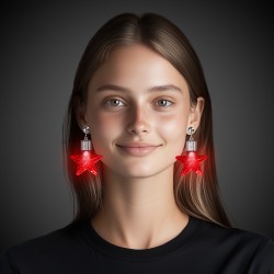 Red Star LED Clip On Earrings