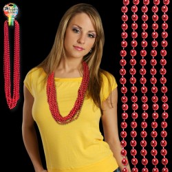 Red Metallic Beaded Necklace 