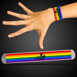 Silver Rainbow Pride Slap Bracelet 