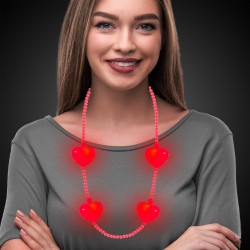 Jumbo Hearts Light Up Bead Necklace Pink