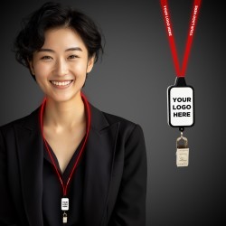 Light Up Red LED Lanyard with Badge Clip