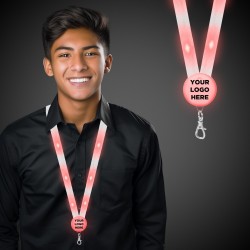 Red Light Up Flat Fabric Lanyards 
