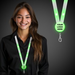 Green Light Up Flat Fabric Lanyards 