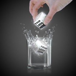 White Imprinted Liquid Activated Light Up Ice Cubes