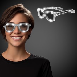 White LED Classic Retro Sunglasses with Sound Option 
