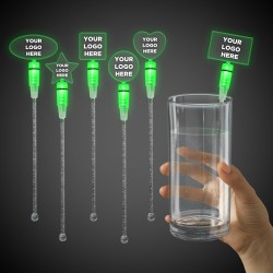 Green Light Up Cocktail Stirrers - Variety of Shapes