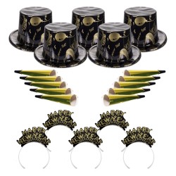 Ebony and Gold New Year's Eve Party Kit for 50 People 